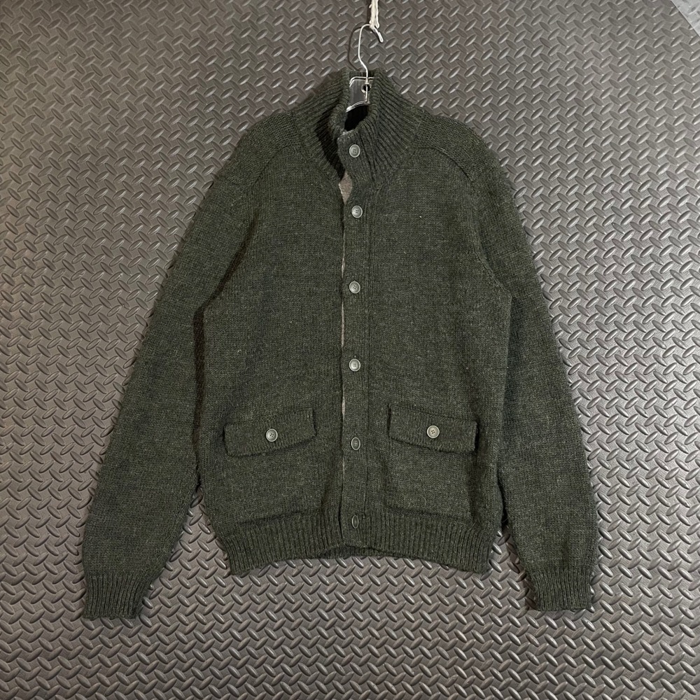 Vintage Stile Benetton Gray Wool Knit Full Button Up Jacket Men's Size XL‎